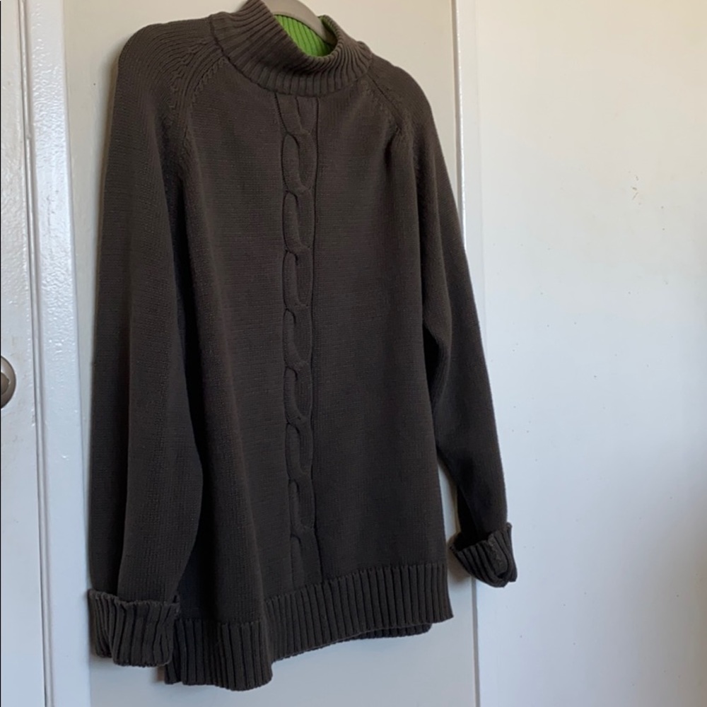 PHYS.SCI. Olive Green Turtleneck Pullover Sweater